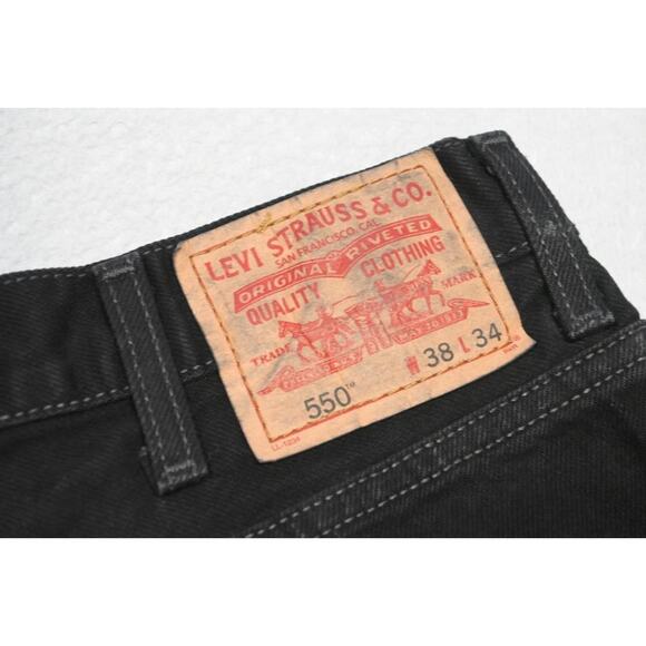 Levi's 550 Relaxed Fit Straight Black Denim Jeans Rugged Mens Sz 38 x 34 - Picture 1 of 8
